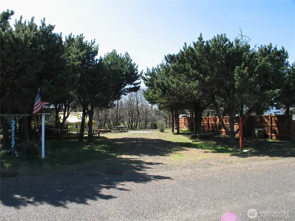 a view of a park with tree s