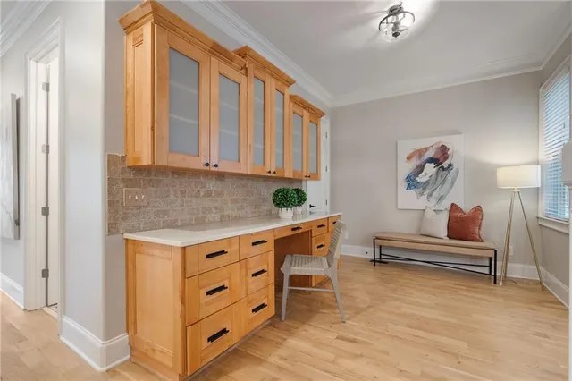 a view of a room with racks on the wall