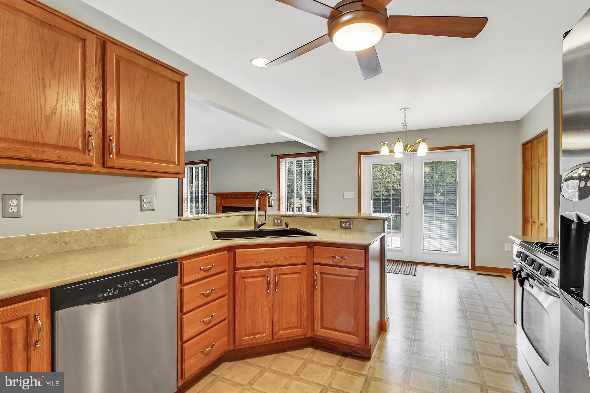 Kitchen View Towards french doors leading to Deck