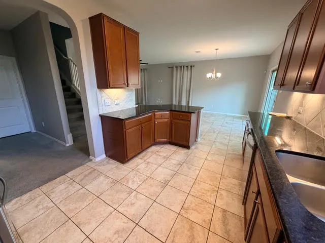 a close view of sink and microwave