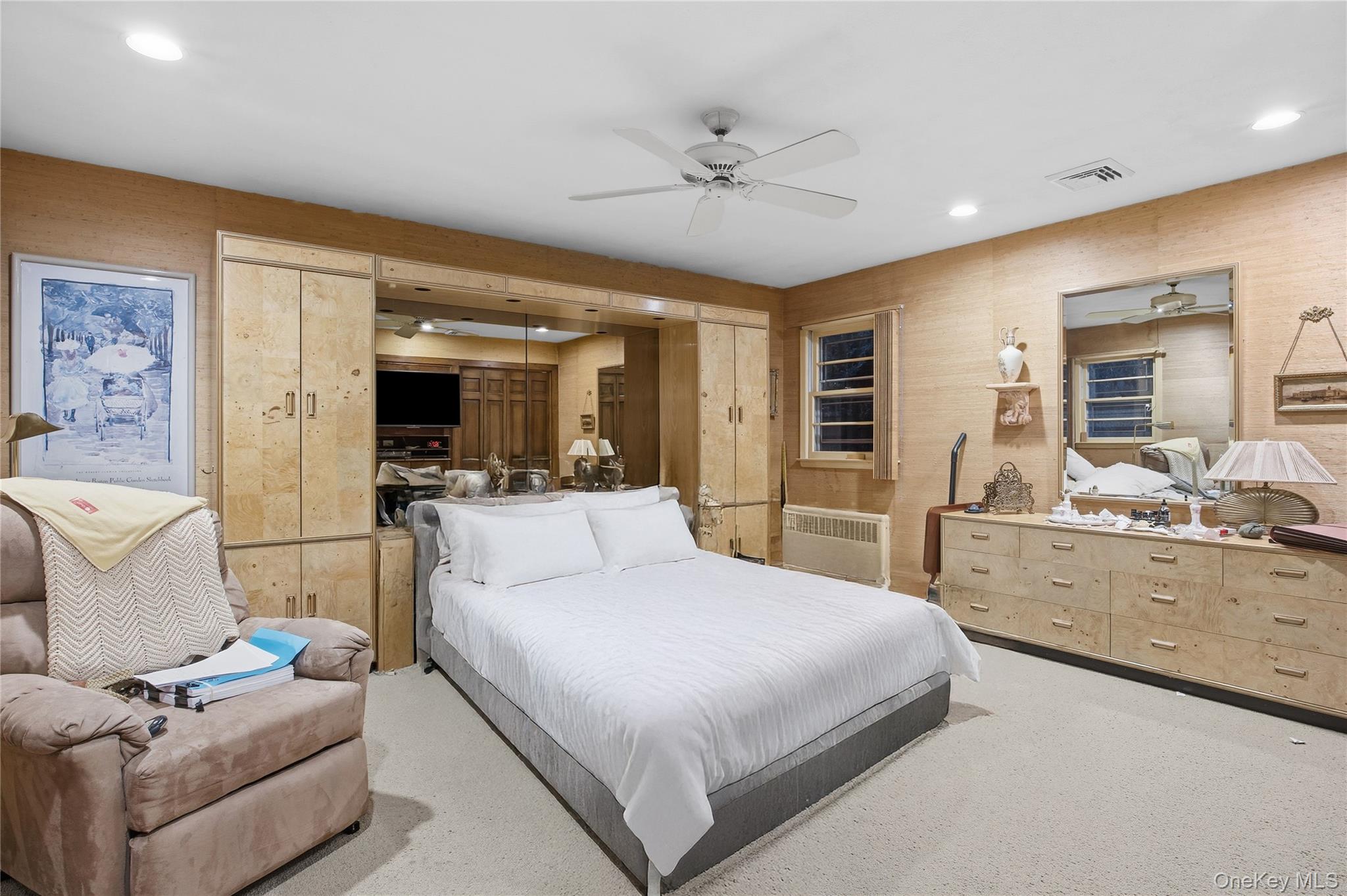 7 Judith Street Plainview, NY 11803 - Photo 23 of 45 Bedroom with recessed lighting, ceiling fan, and radiator