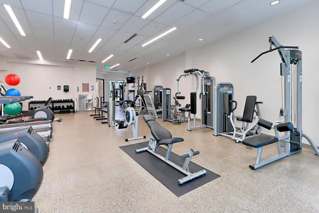 a view of a room with gym equipment