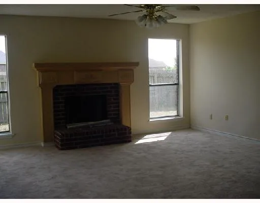 a living room with a fireplace in it