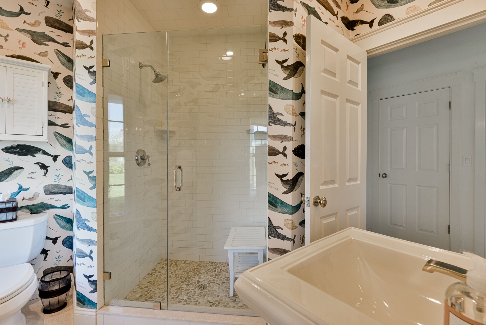 30 Wanoma Way Nantucket, MA 02554 - Photo 36 of 57 a bathroom with a bathtub and shower
