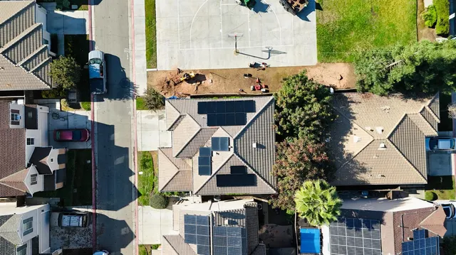 an aerial view of multiple house