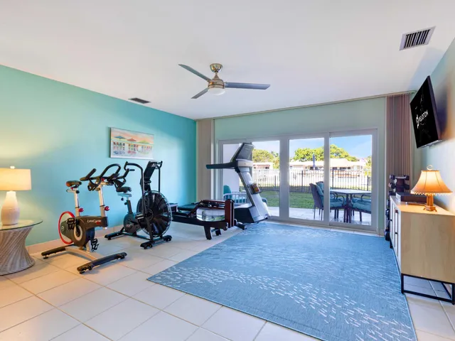 a view of a room with gym equipment