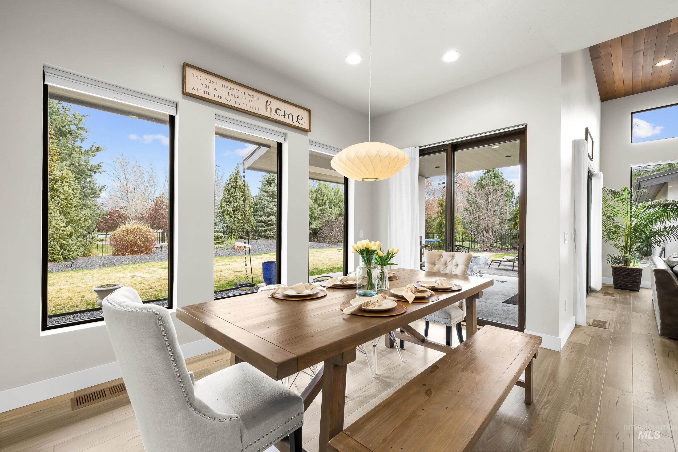 3672 West Red Jade Court Meridian, ID 83646 - Photo 17 of 50 Dining area with light wood-style flooring and recessed lighting