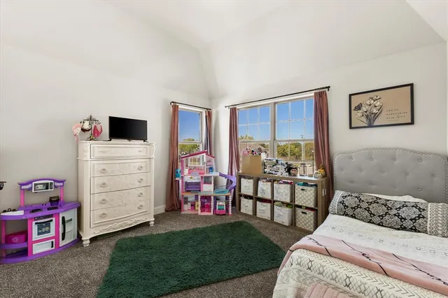 a bedroom with a bed and a closet