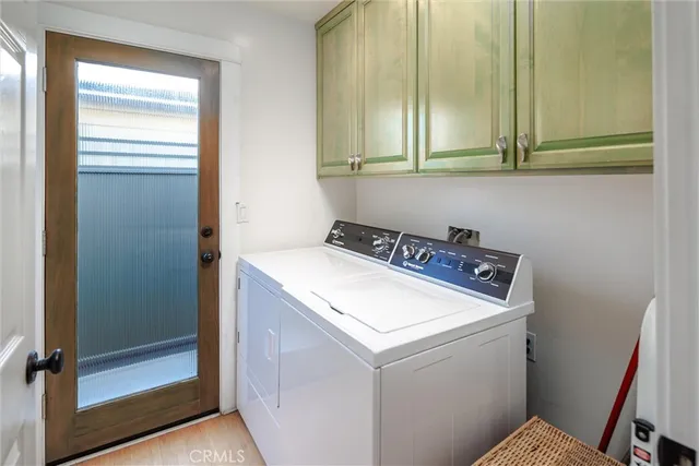 an outdoor space with furniture