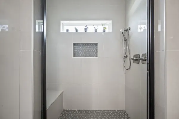 a bathroom with a shower