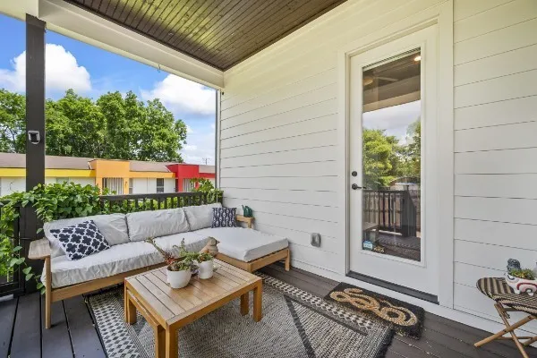 a outdoor living space with furniture