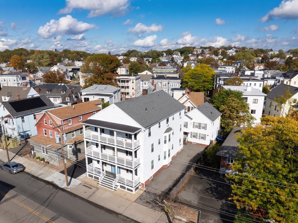 an aerial view of a building