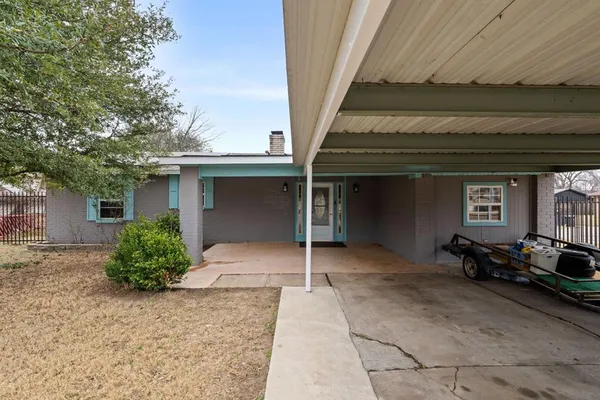 a porch with seating space