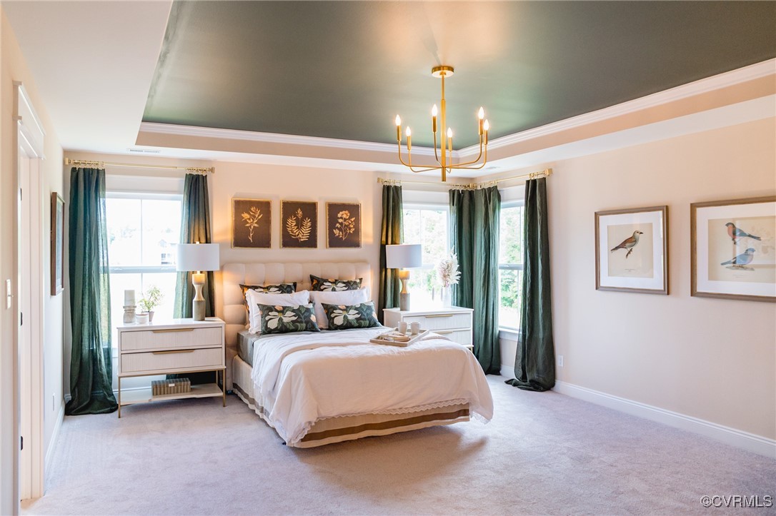 Lot 6 Walsingham Way Lanexa, VA 23089 - Photo 14 of 23 a spacious bedroom with a bed and a chandelier