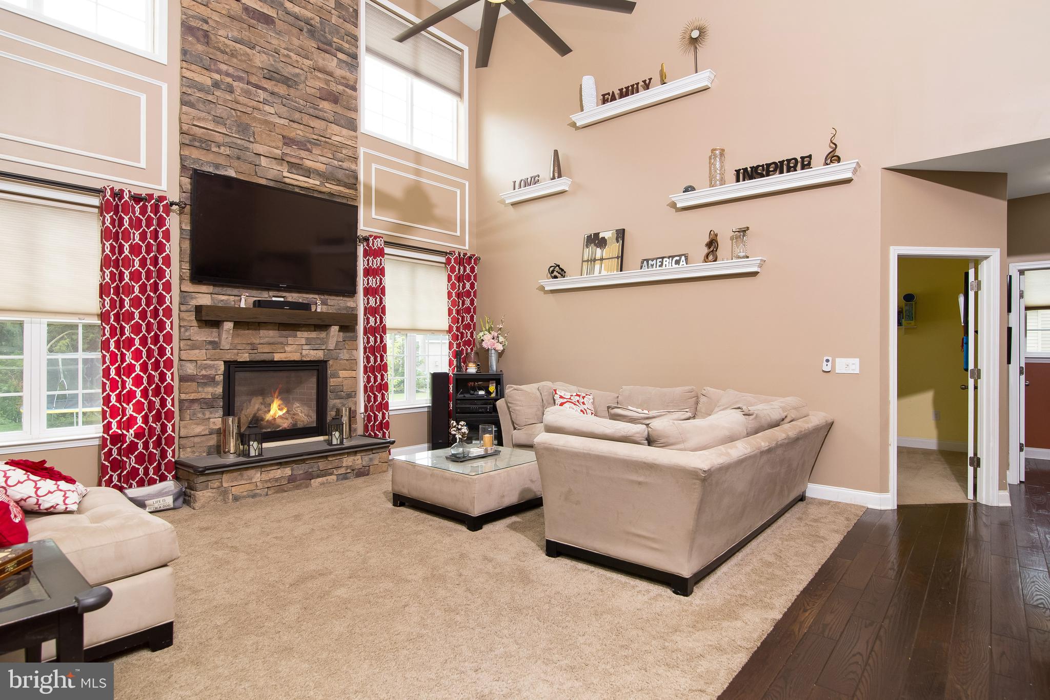 504 Windsor Road Mullica Hill, NJ 08062 - Photo 5 of 48 Dramatic2 Story Family Room/ Stack Stone Fireplace