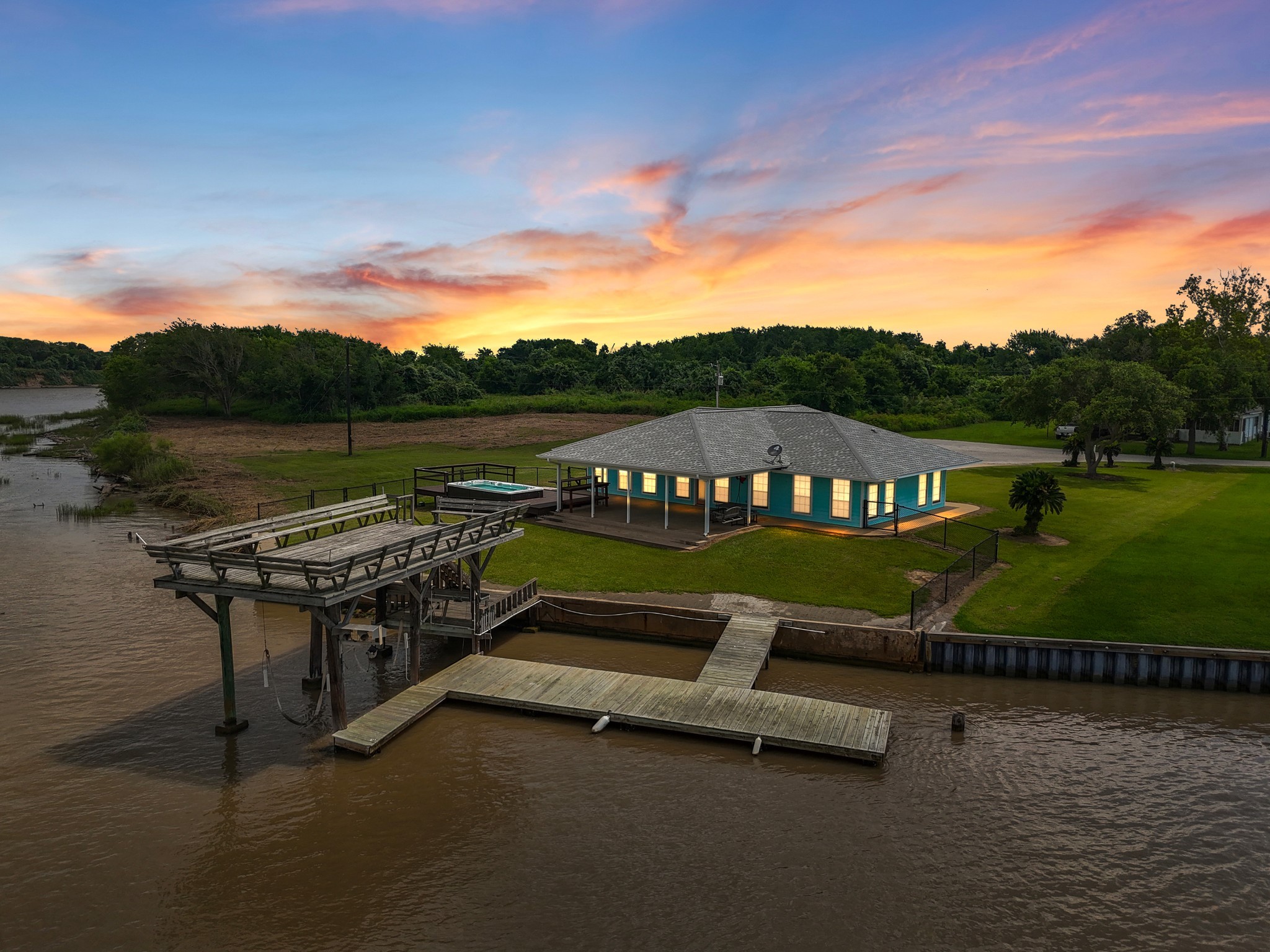 a view of a terrace with lake view