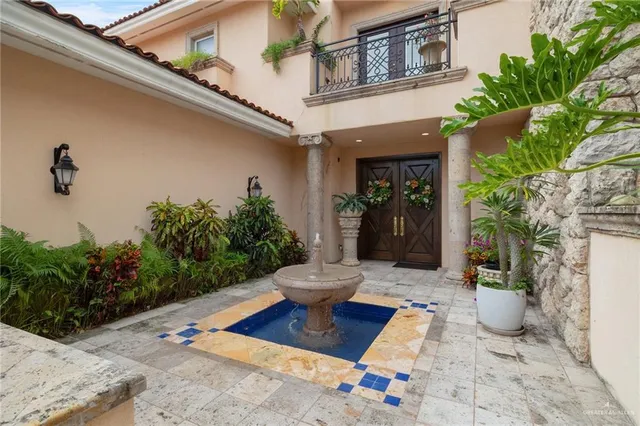 a view of a entryway of the house with potted plants