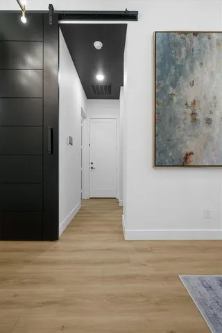 a view of workspace with cabinets