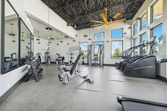 a view of a room with gym equipment