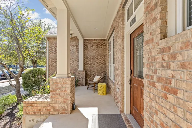 a building outdoor space with patio furniture