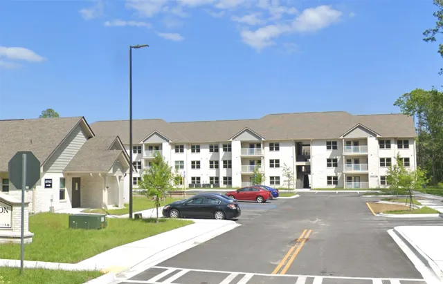 a building view with a outdoor space