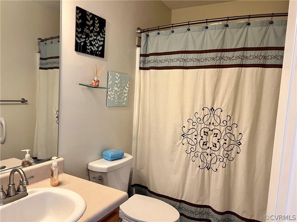 8428 Rowanty Road Carson, VA 23830 - Photo 12 of 22 a bathroom with a sink a toilet and a mirror