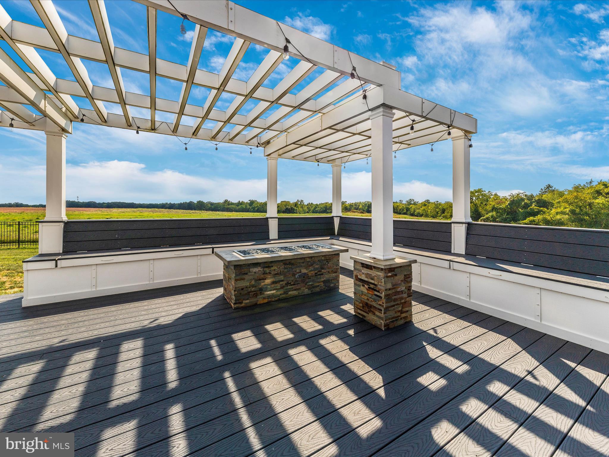 14671 Sugarland Road Poolesville, MD 20837 - Photo 50 of 62 Pergola, benches & custom gas firepit