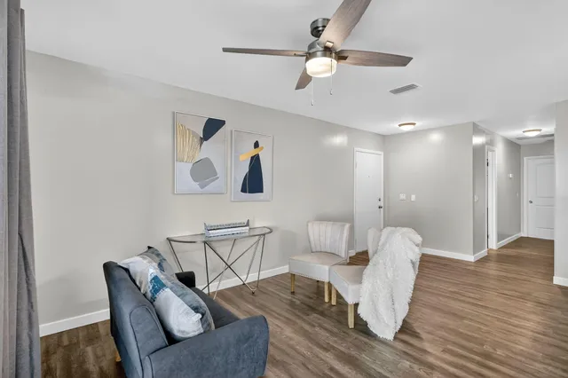 a living room with furniture