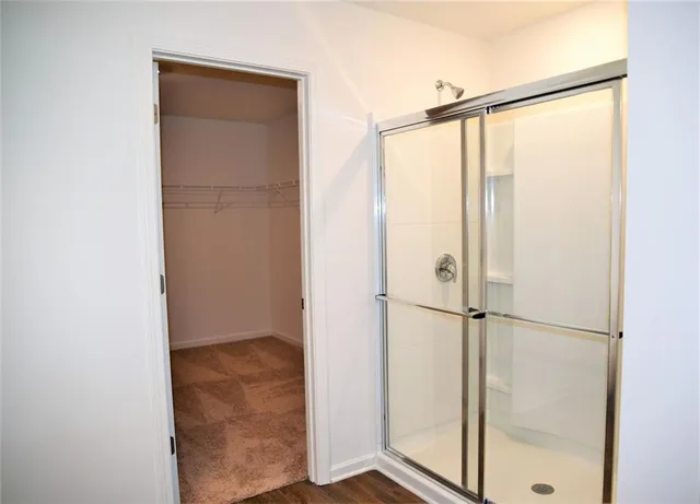 a view of a room with racks on the wall