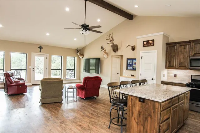 a living room with furniture