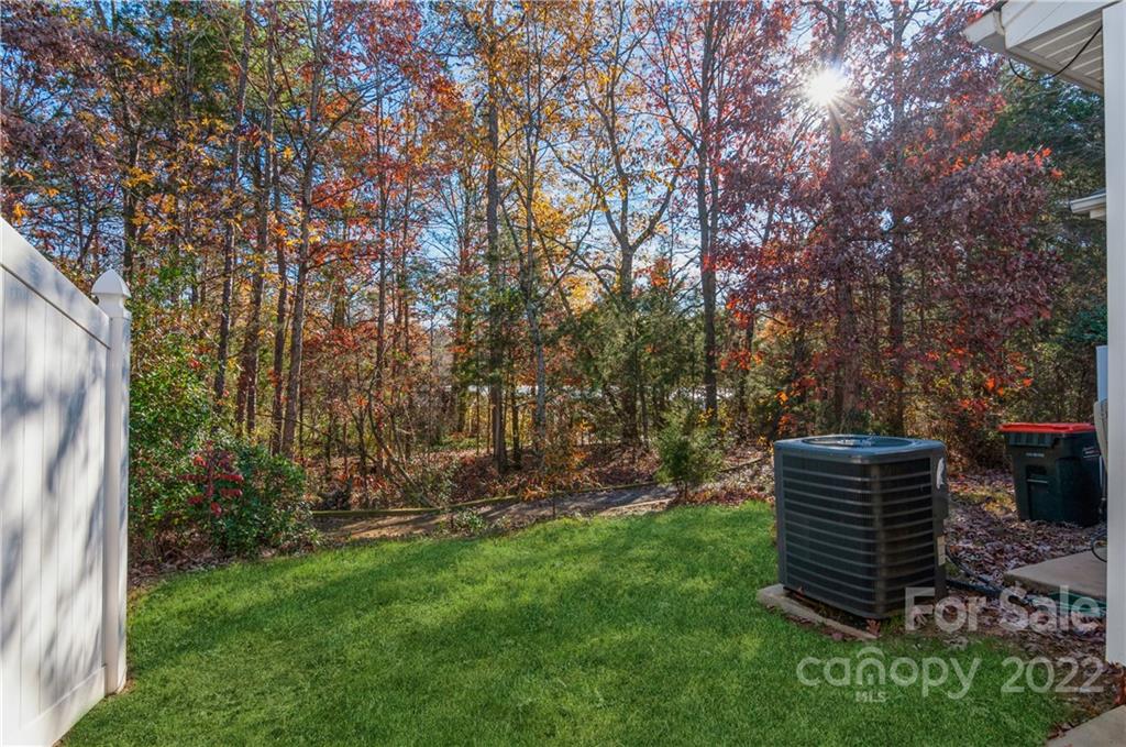 447 Hunters Dance Road, Unit 27 Fort Mill, SC 29708 - Photo 26 of 38 a view of a backyard with plants and a large tree
