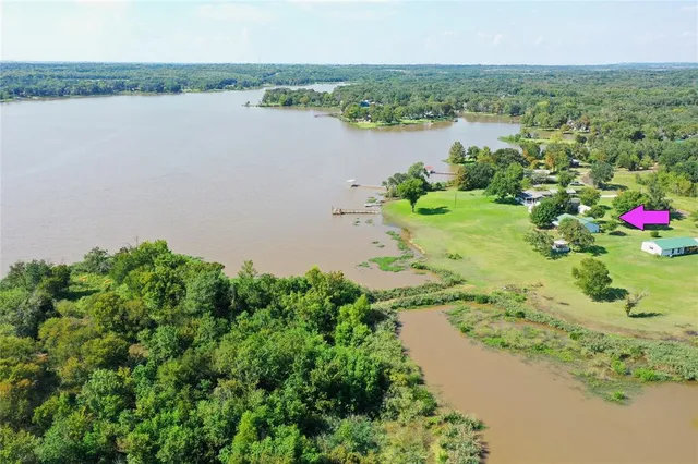 a view of a lake with a city