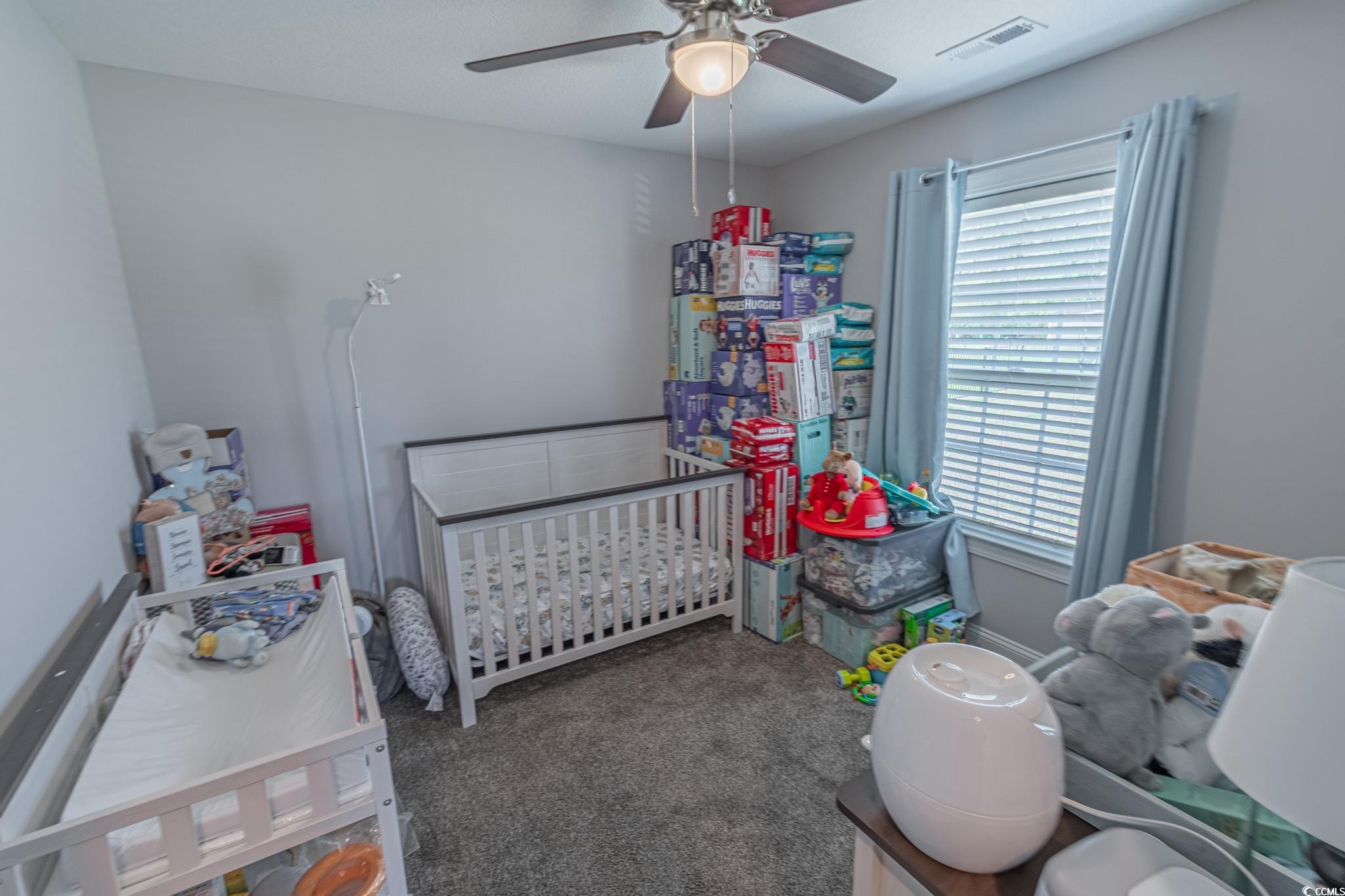 3016 Wise Road Conway, SC 29526 - Photo 15 of 19 Carpeted bedroom featuring a ceiling fan, a crib,
