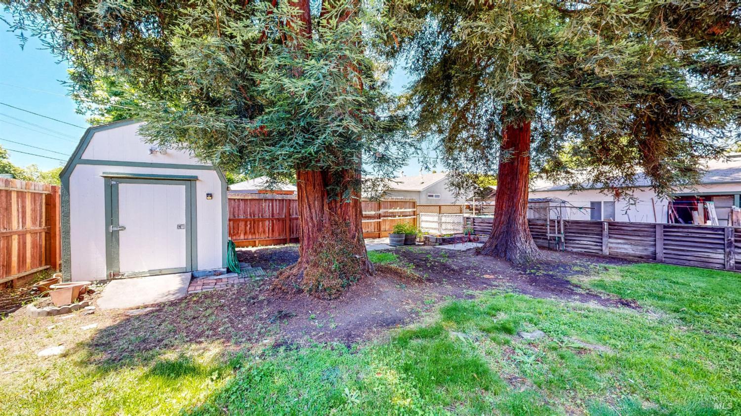 809 Maple Avenue Vallejo, CA 94591 - Photo 40 of 46 a view of a backyard with large tree and wooden fence