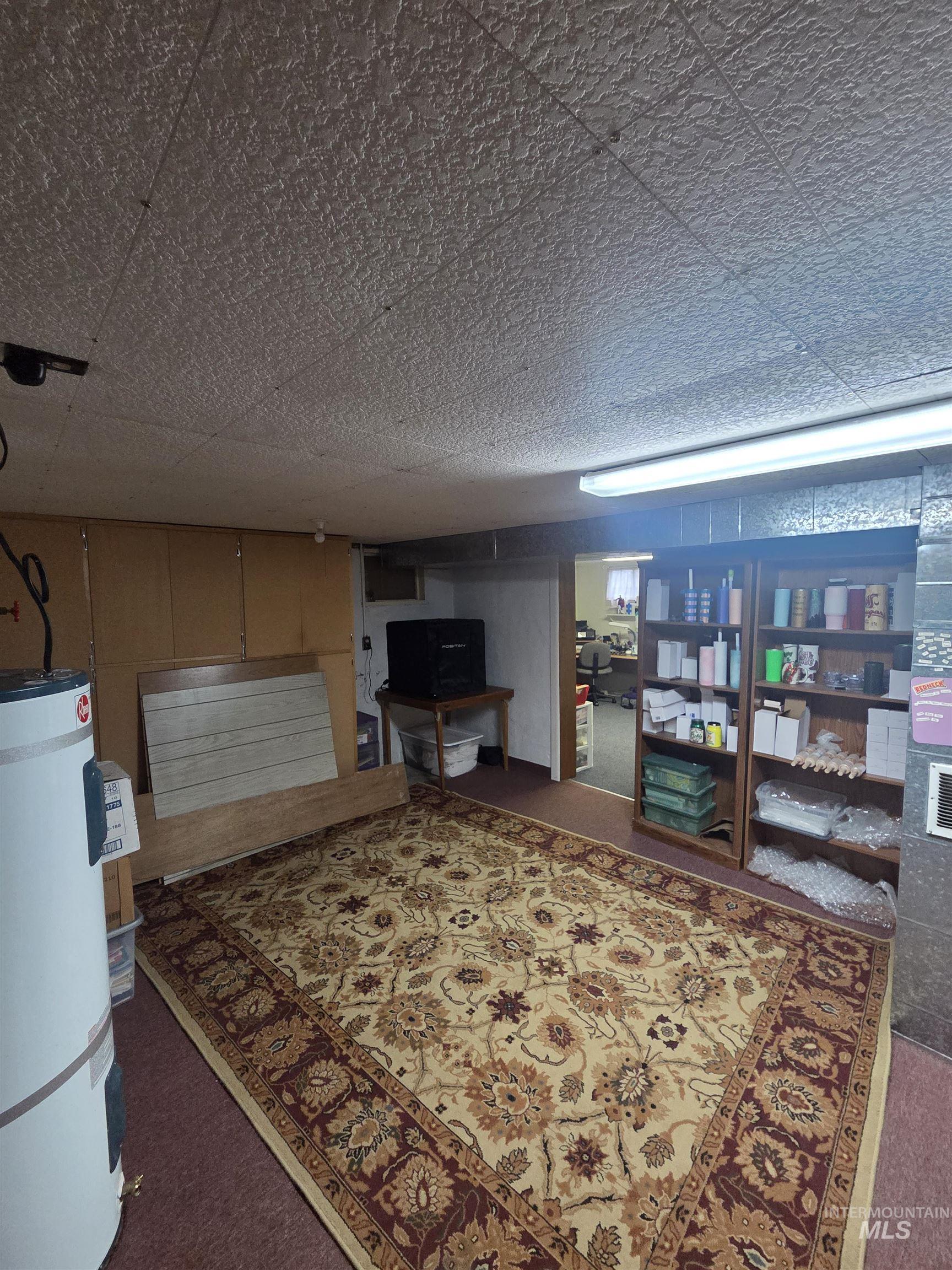 1607 Main Street Pomeroy, WA 99347 - Photo 21 of 28 Living room with water heater and dark carpet