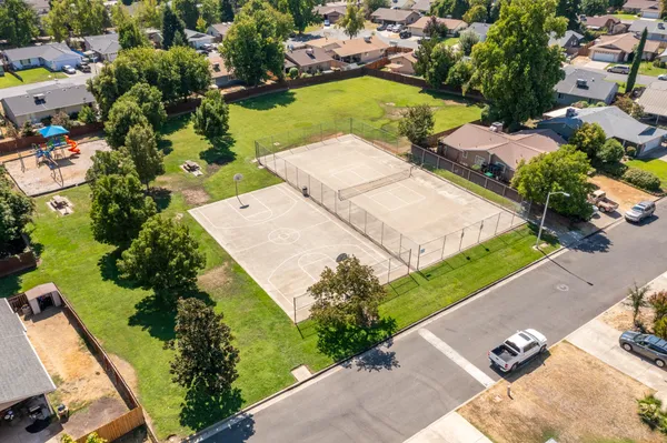 an aerial view of a house