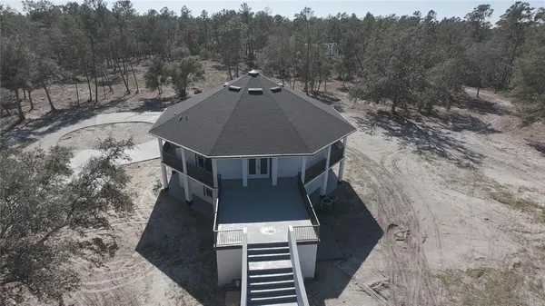 a view of a yard with staircase