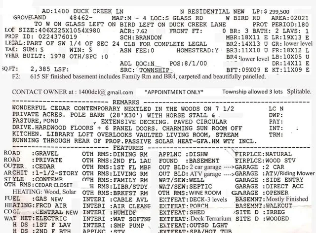 $299,500 | 1400 Duck Creek Lane, Ortonville, MI 48462