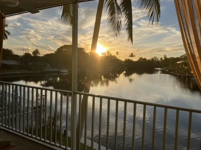 a view of balcony with two ocean view