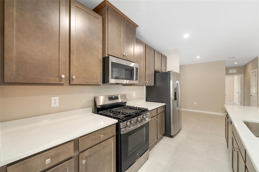 1183 Turtle Is Road Lady Lake, FL 32159 - Photo 11 of 39 a kitchen with stainless steel appliances sink a refrigerator and microwave