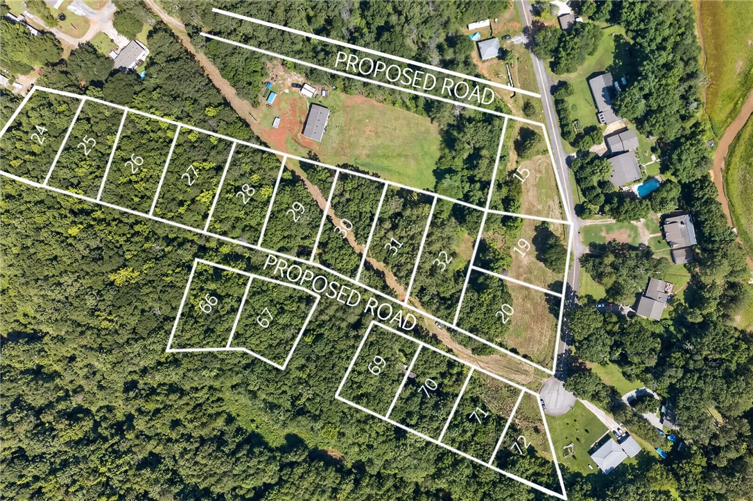 0 Seneca Springs Landing Road Seneca, SC 29678 - Photo 3 of 39 An aerial view showcases meticulously planned residential lots with proposed road access amidst lush greenery.