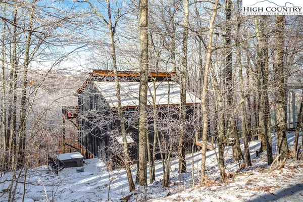 a view of a yard with trees in the background
