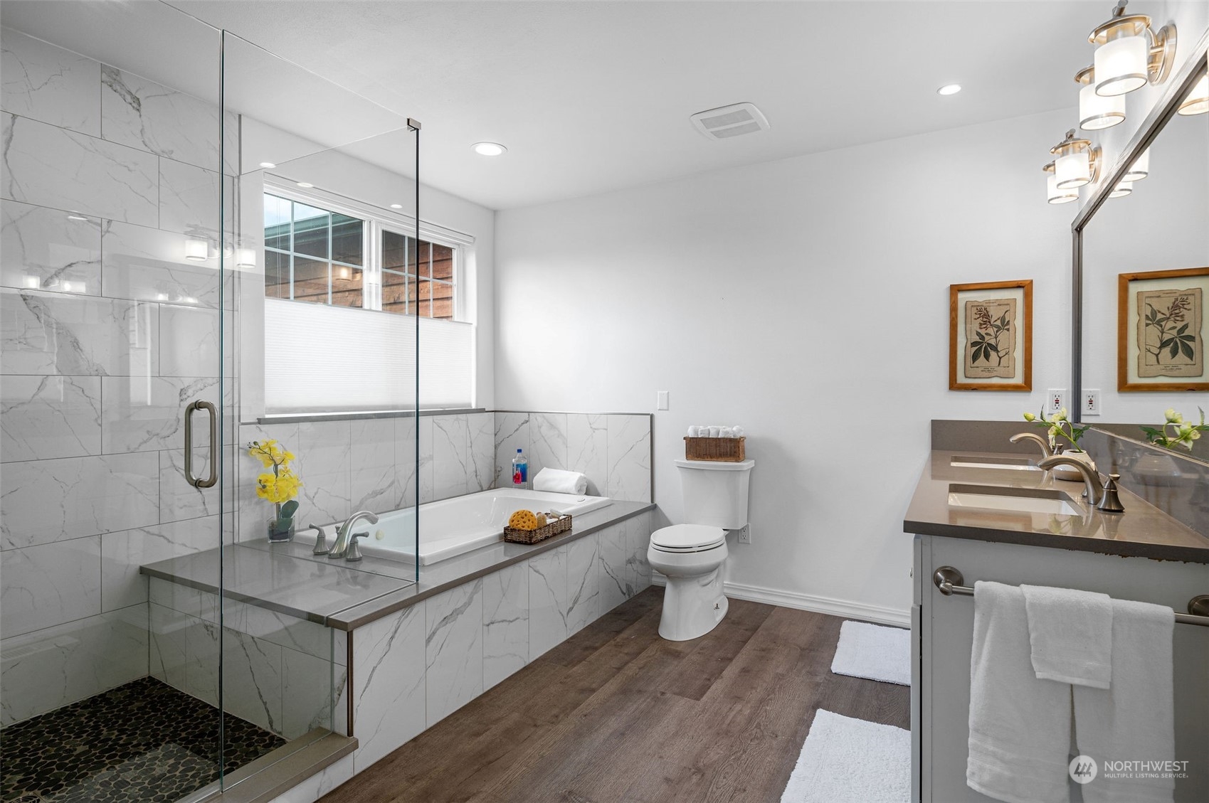 600 North Priest Road Sequim, WA 98382 - Photo 14 of 40 a bathroom with a sink and a mirror