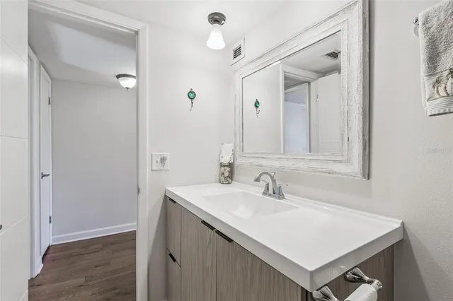 a view of backyard with plants and trees