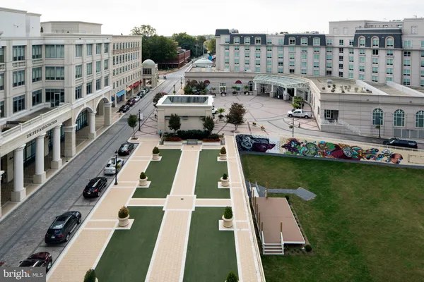 a view of a building with a swimming pool