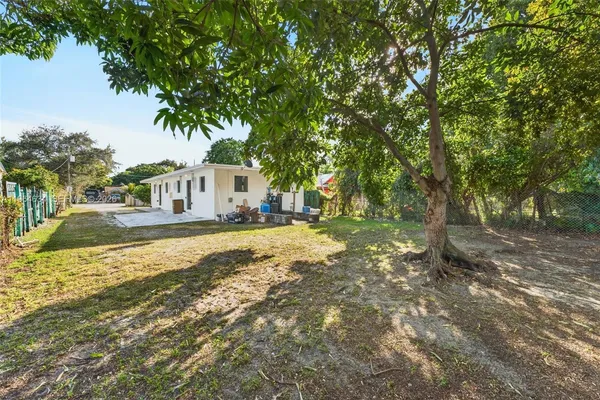 a house view with swimming pool in front of it