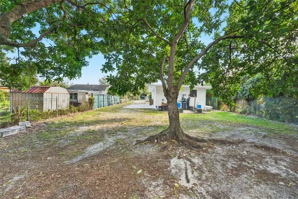 a view of house with backyard and tree