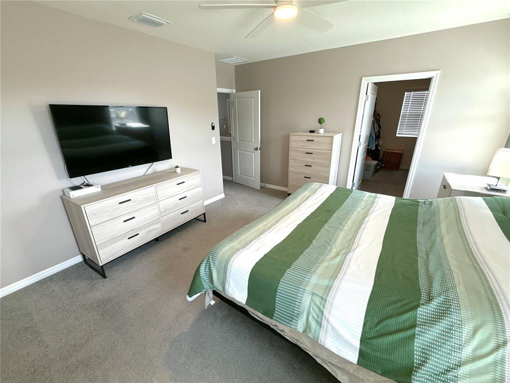 8446 Hardy Bay Loop Wesley Chapel, FL 33545 - Photo 30 of 38 a bedroom with a bed and a flat screen tv