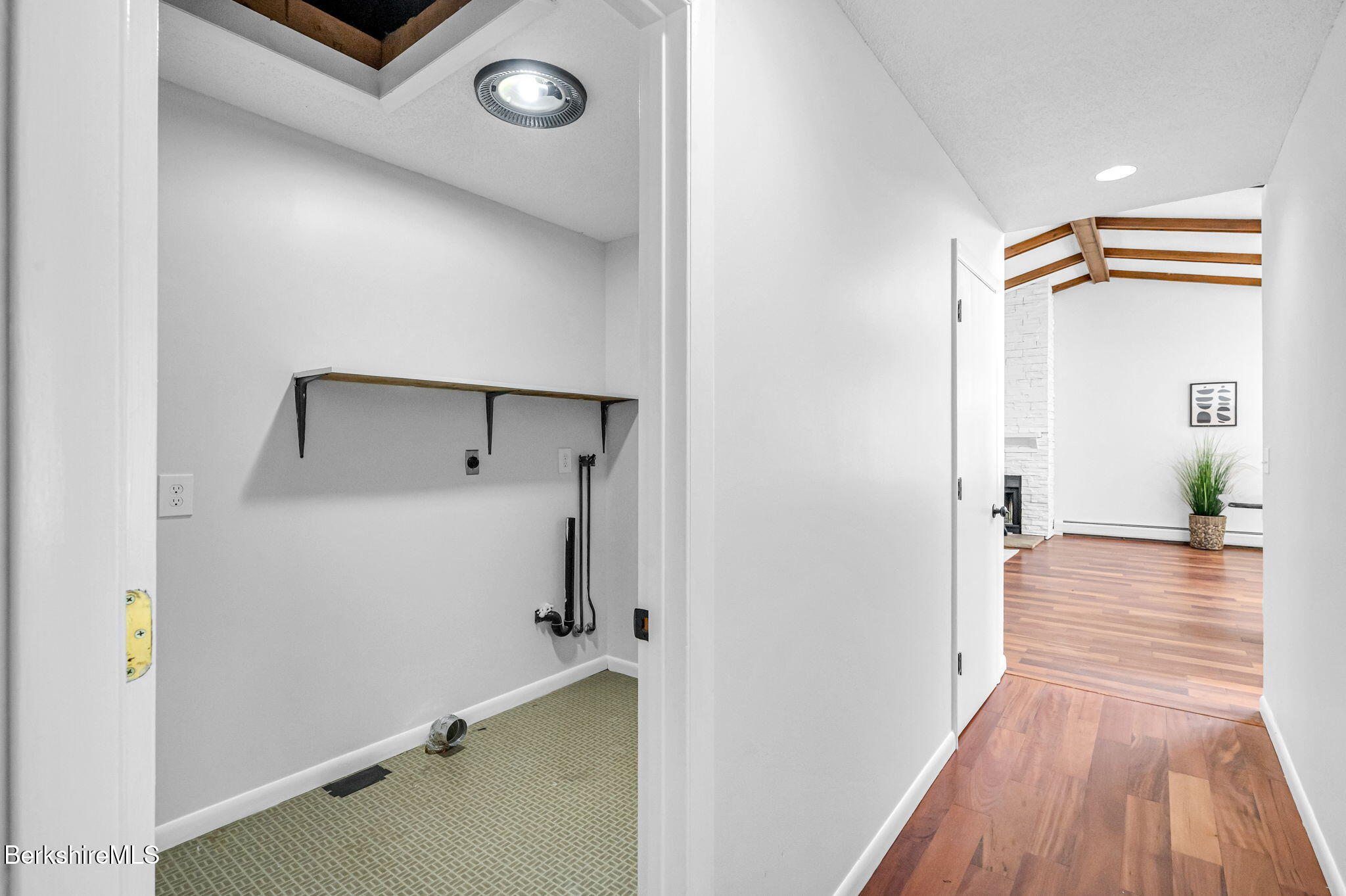 1874 Home Road Sheffield, MA 01230 - Photo 21 of 42 a view of a hallway view with wooden floor and staircase
