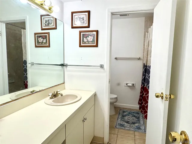 a bathroom with a sink toilet and a mirror